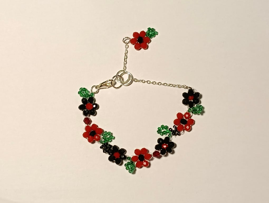 Black & Red Rose Bracelet 