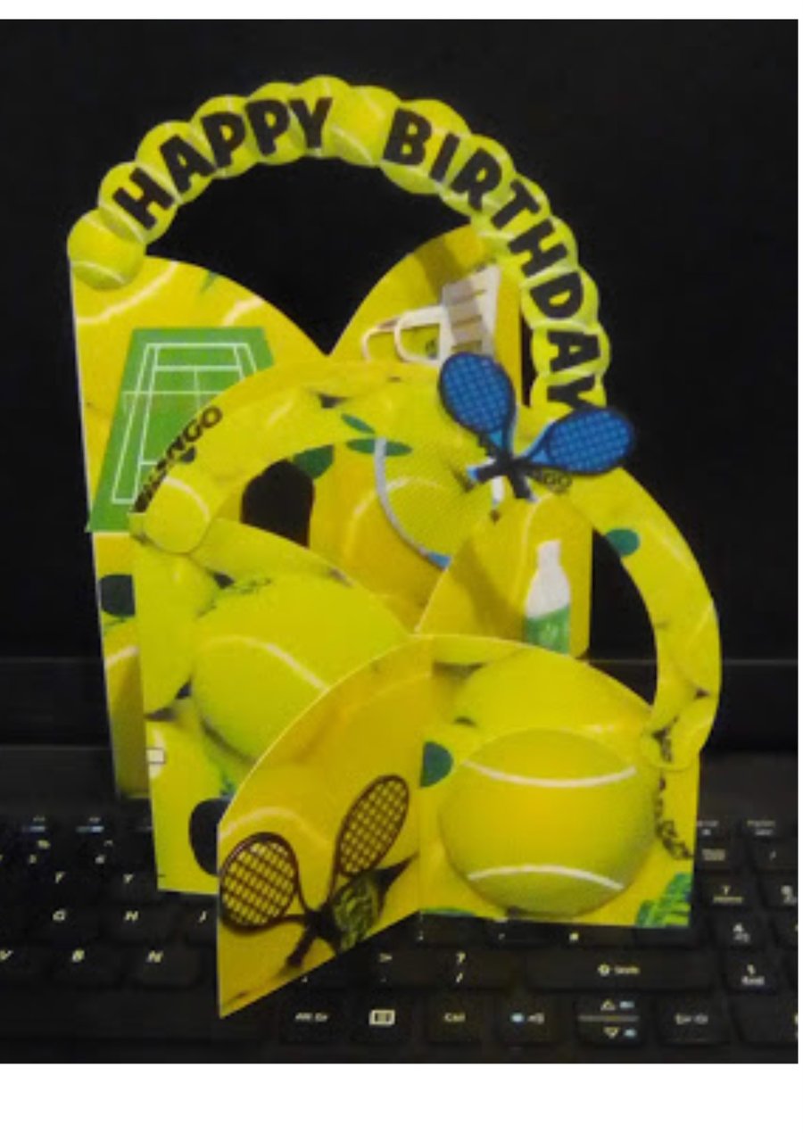 3D Tennis  Concertina Card - Birthday