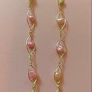 Handcrafted baby pink pearl and silver earrings.  Unique gift.  Gemini birthsto.