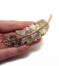 Steampunk Feather Hair Clip, Handmade Gold Metal Hair Decoration with Cogs