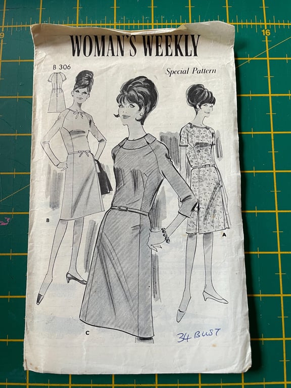60s Raglan Sleeve Princess Seam Dress Womans Weekly B306 Sewing Pattern 34" Bust