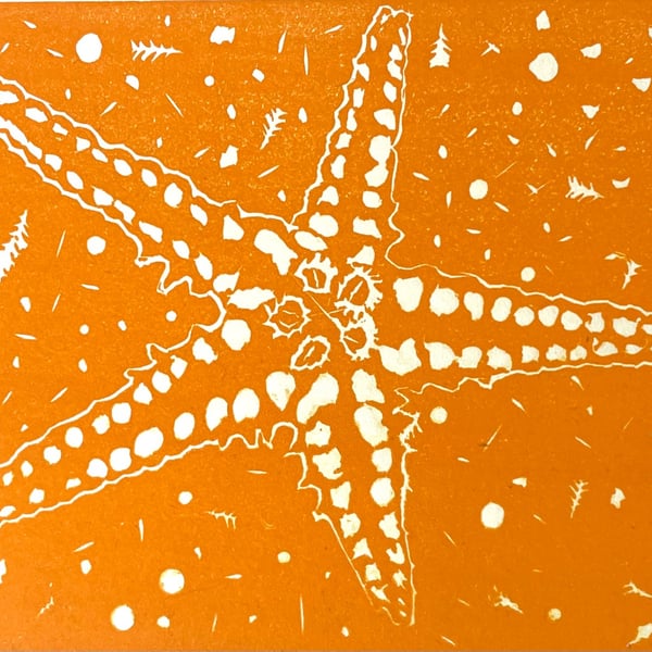 Starfish Lino Print in Orange
