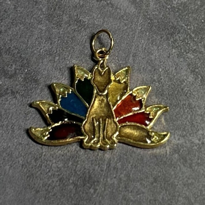 Resin Fox Necklace Pendant – Chakra Colours and 8-Tailed Spirit Auratail