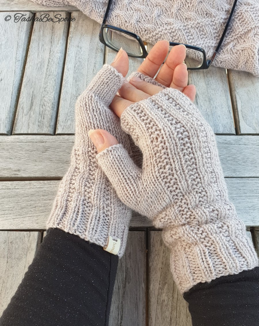 Knitted fingerless gloves, Handmade mittens, Hand warmers, Gift for women 