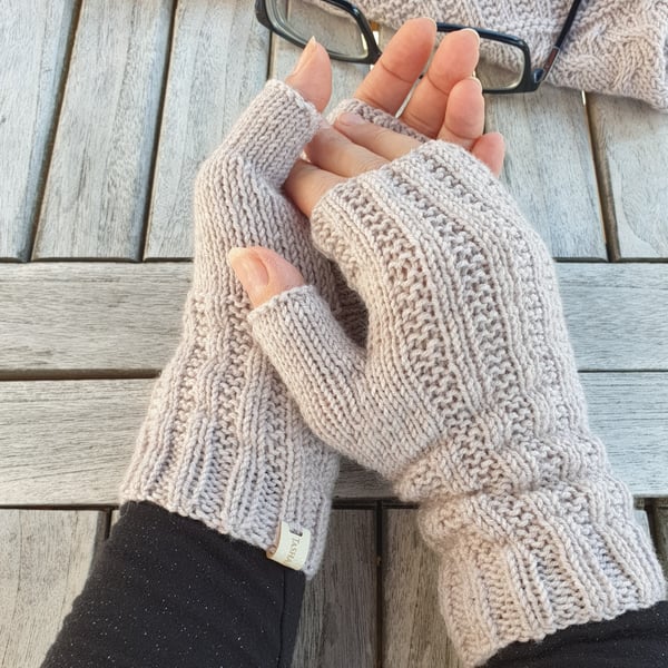 Knitted fingerless gloves, Handmade mittens, Hand warmers, Gift for women 