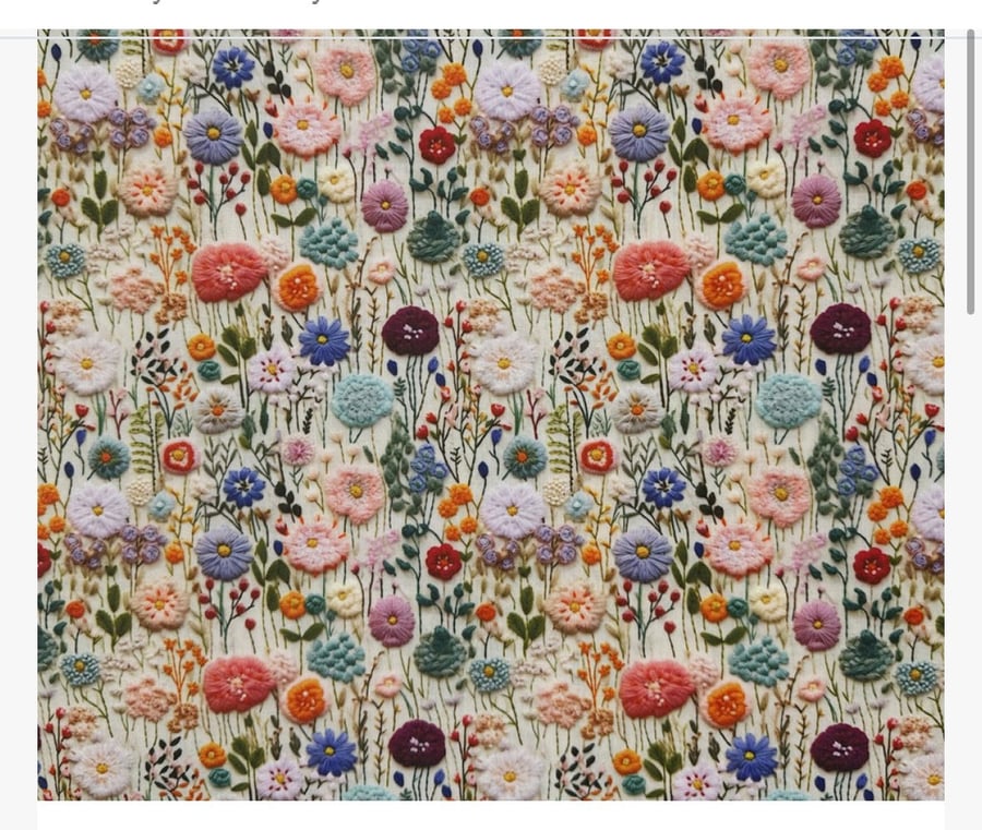 polycotton fabric material 3d digitally printed spring flowers floral 