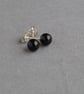 6mm Jet Black Stud Earrings - Small Onyx Swarovski Pearl Post Earrings - Gifts - Image 3