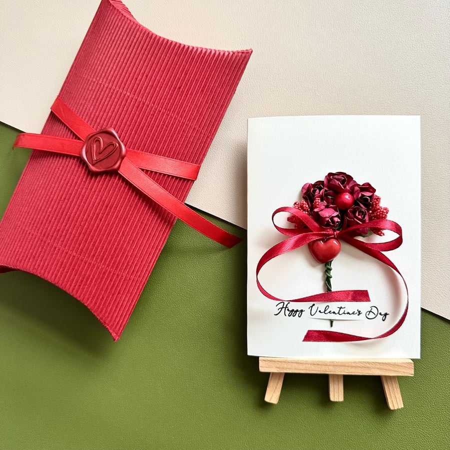 Personalised 3D red rose bouquet card romantic floral keepsake wife gift