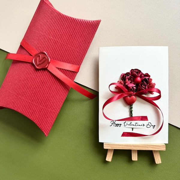 Personalised 3D red rose bouquet card romantic floral keepsake wife gift