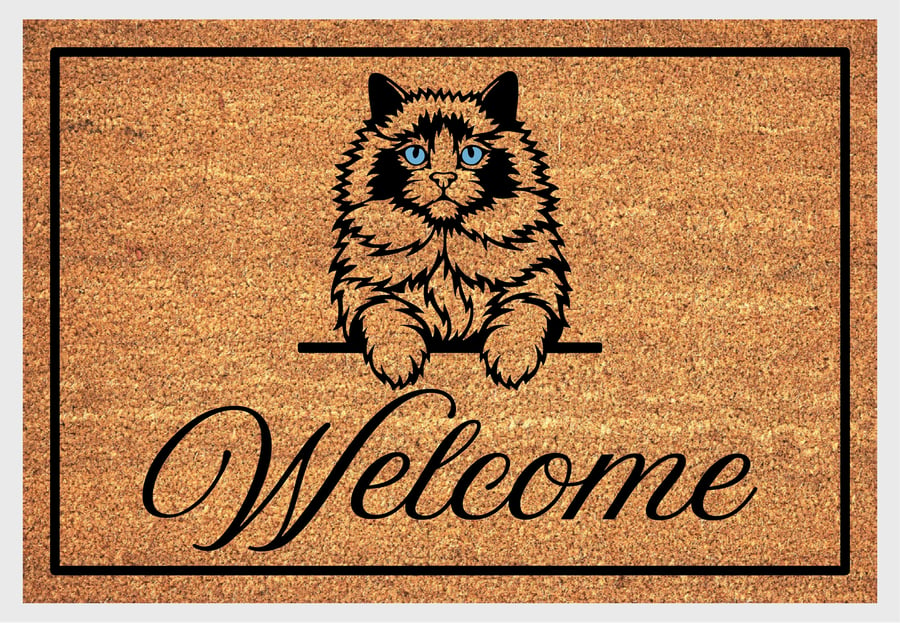 Ragdoll Cat Door Mat - Personalised Ragdoll Cat Welcome Mat - 3 Sizes