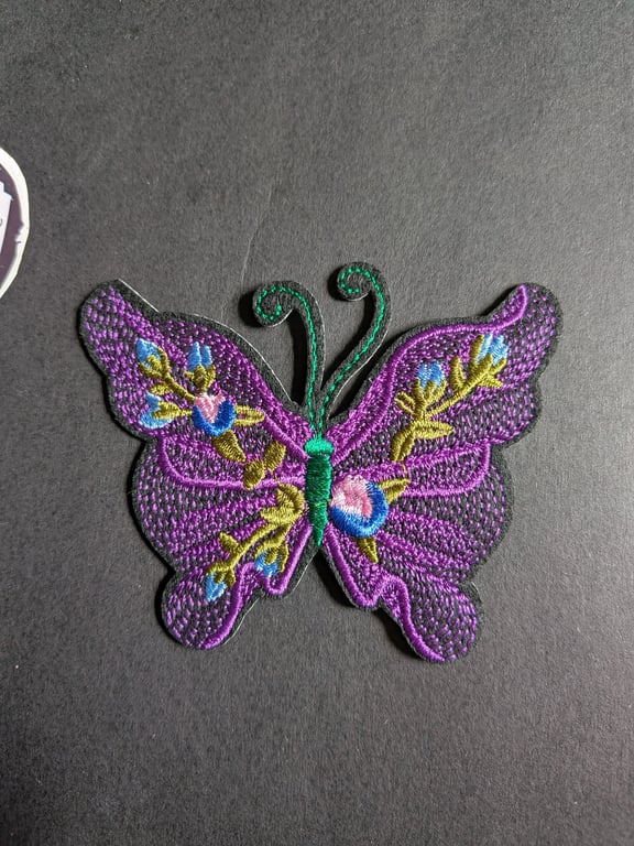 Purple Butterfly - Embroidered Iron on Patch