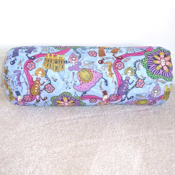Grayson Perry Shirley Smith Bolster Pillow Cover Blue 16" Art Liberty Fabric