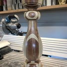 Handcrafted Turned Mixed Solid Wood 30cm high candle holder