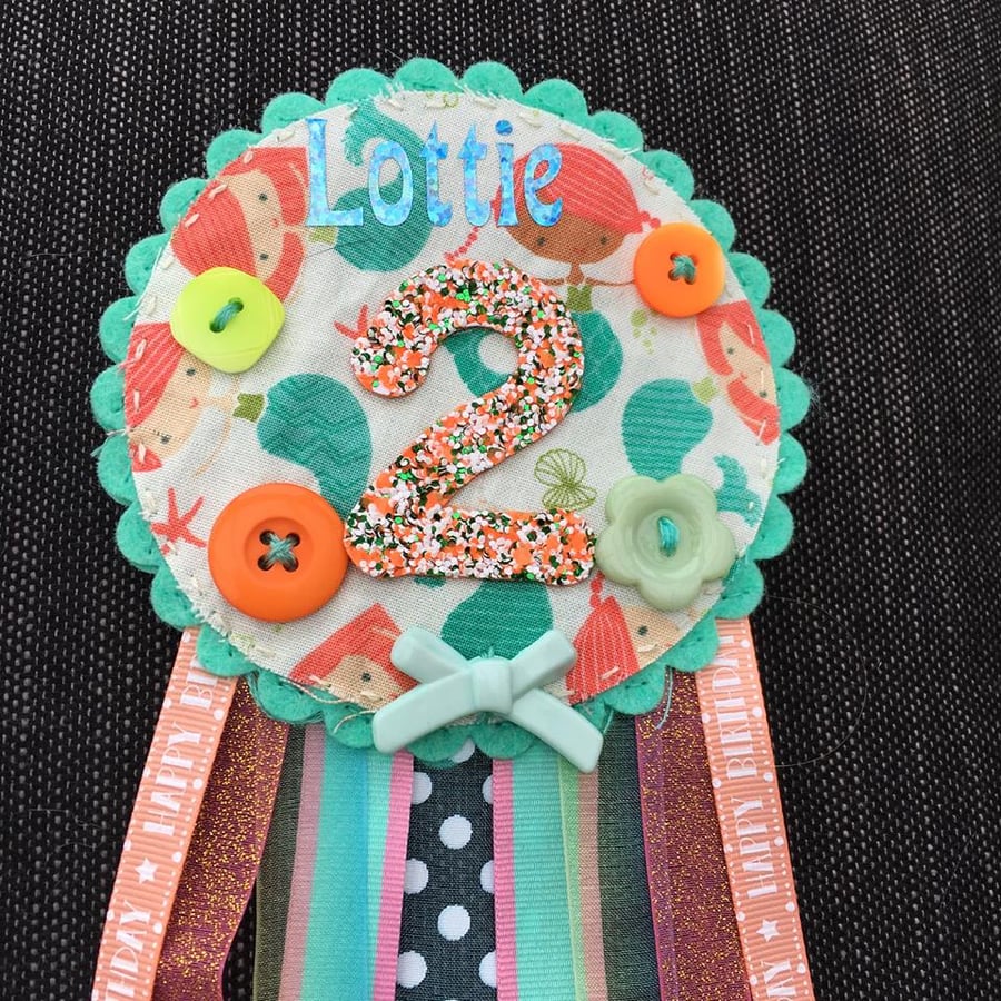 Mermaid  Birthday badge - Birthday Rosette