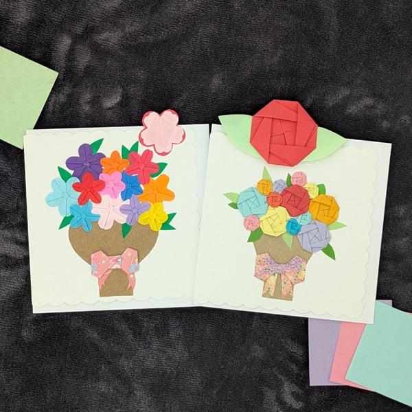 Free shipping -3D Origami Bouquet Card 