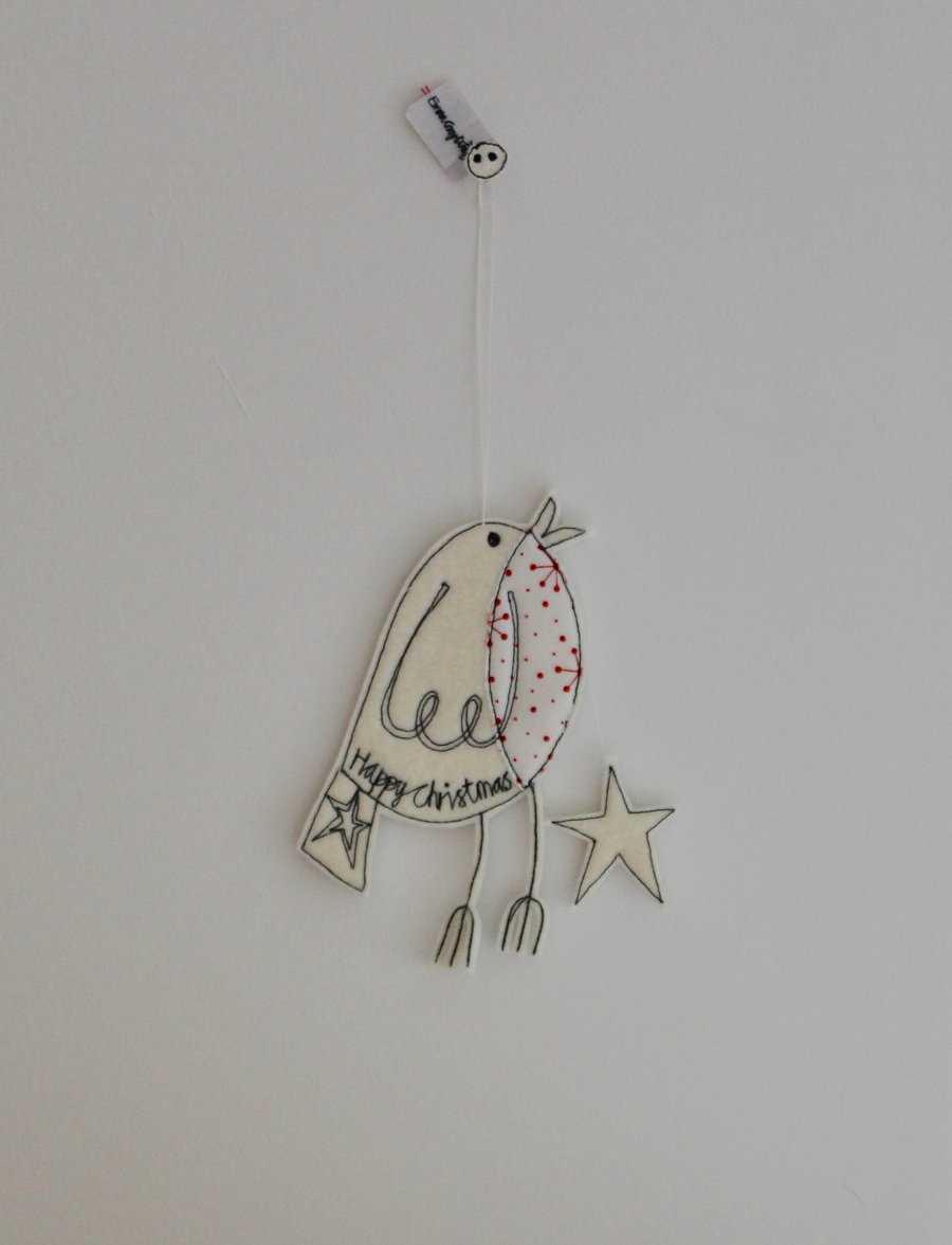 Mr Robin is holding a Star - Hanging Decoration