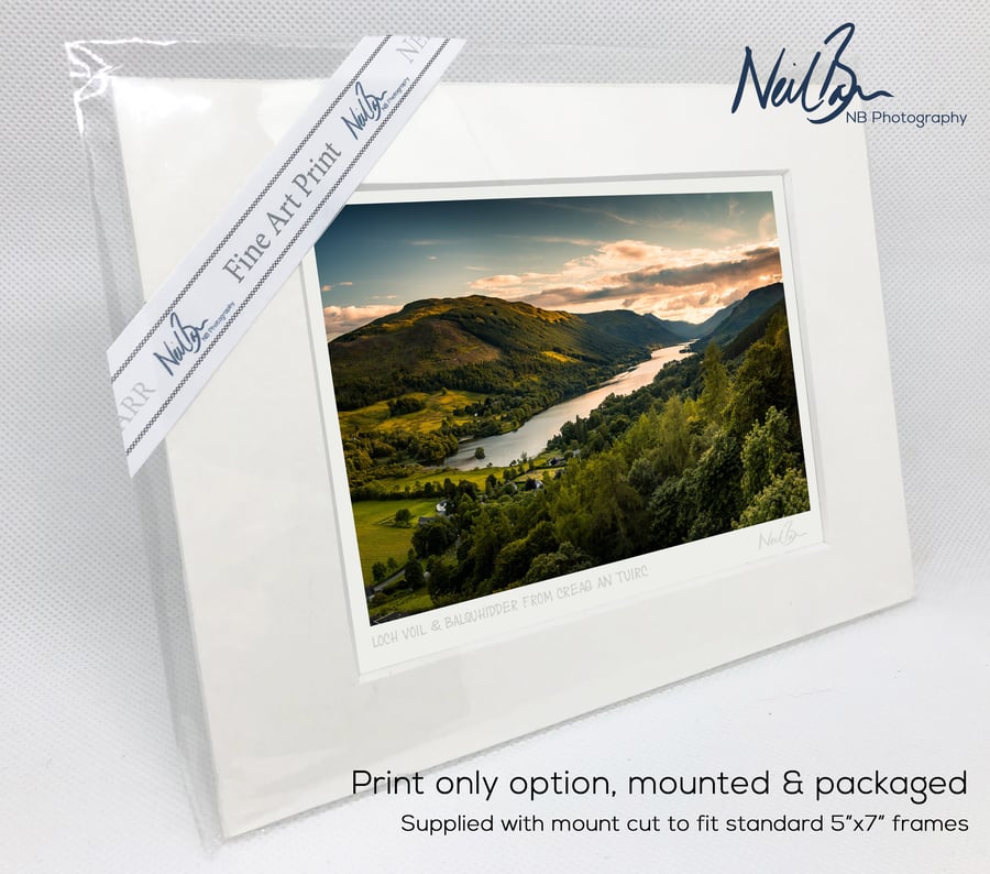 Loch Voil, Doine & Balquhidder from Creag an Tuirc - A6 (7" x 5") Unframed Print