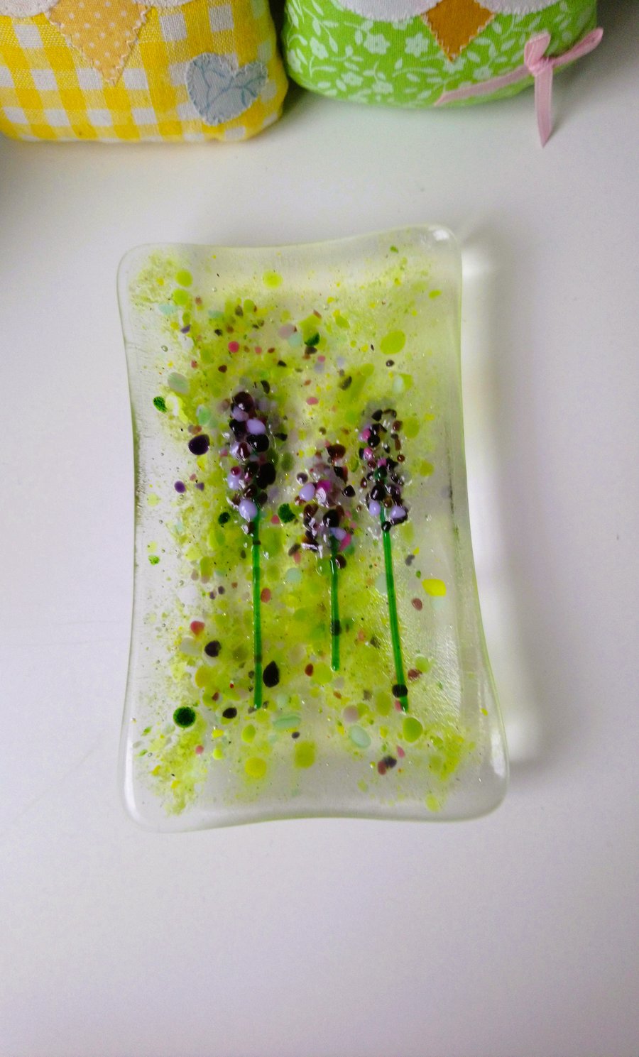 Fused Glass Lavender Soap Dish