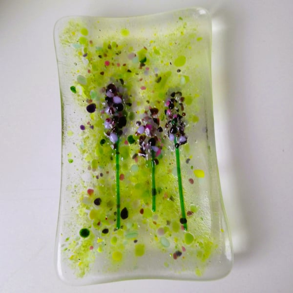 Fused Glass Lavender Soap Dish