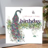 Botanical Peacock Birthday card
