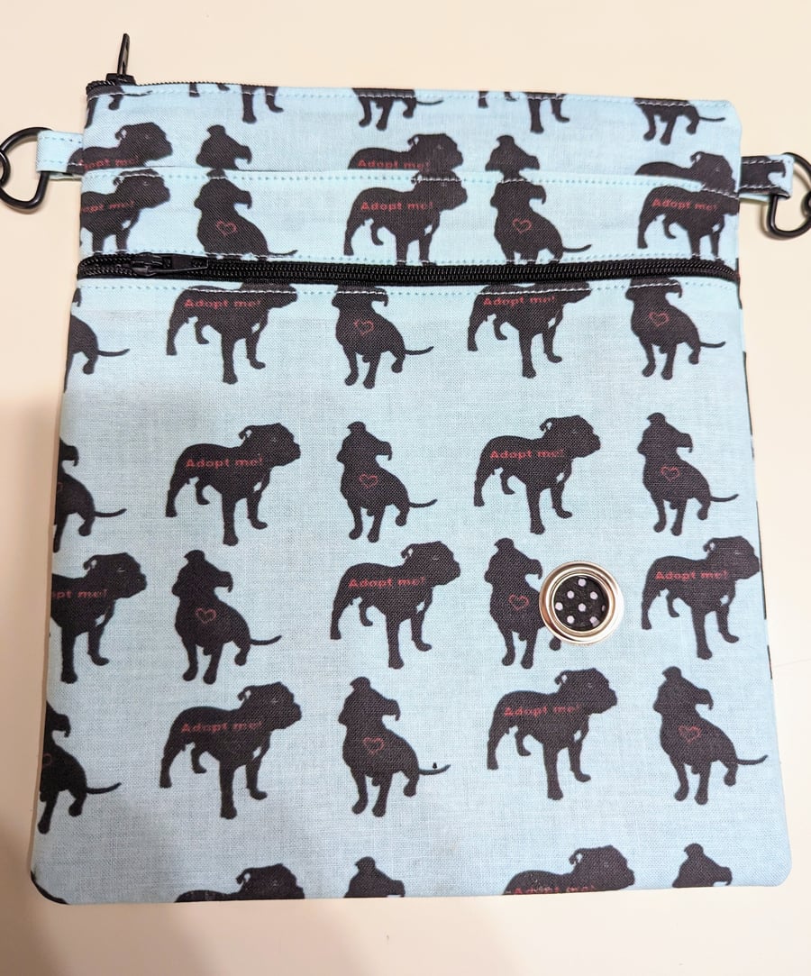 Dog walking bag made in Staffordshire Bull Terrier dog Fabric