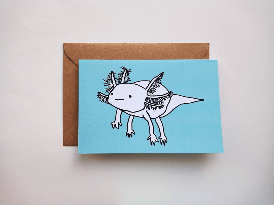 Cute Floaty Axolotl - Birthday Greeting Card - Eco-friendly 
