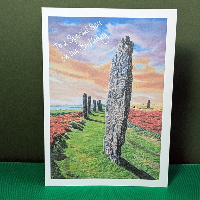 Magical Ring of Stones Art Card: Blank or Personalised A5-Size Greetings Card