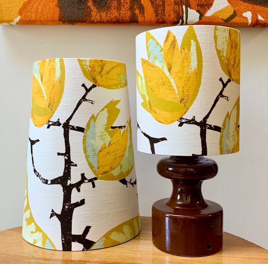 Abstract Zesty Citrus Yellow Magnolia Flower Lampshade Scandi Style Design