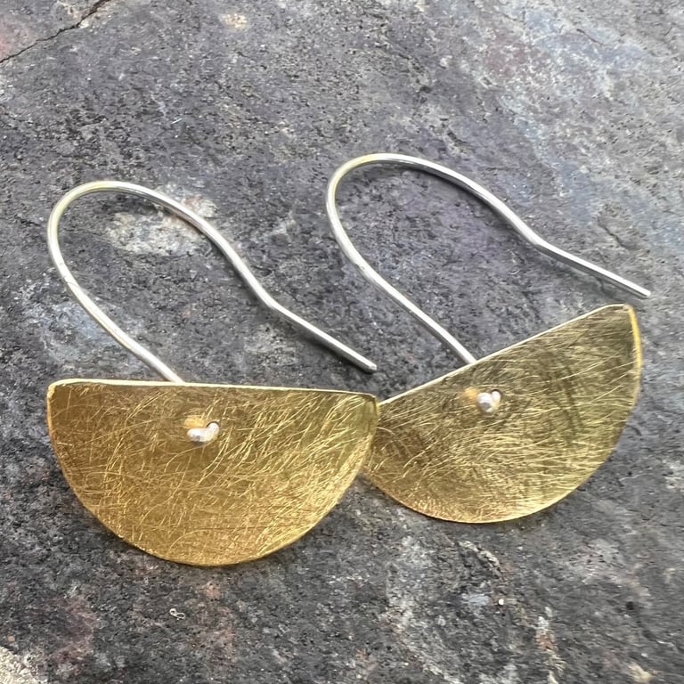 Brass Half Moon Dangle Earrings