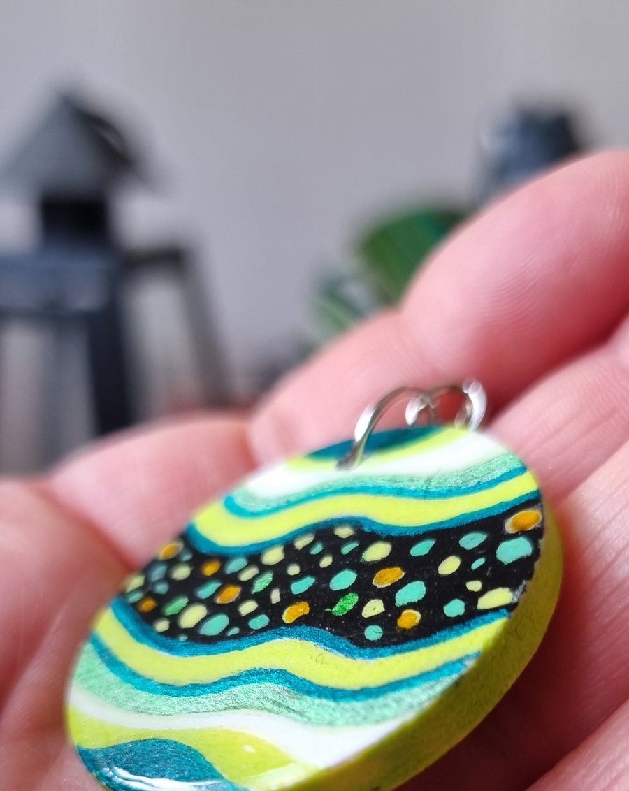 Hand painted wooden keyrings (Gem dots)