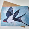 Swallow Embroidered Portrait Greetings Card