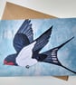 Swallow Embroidered Portrait Greetings Card - Image 1