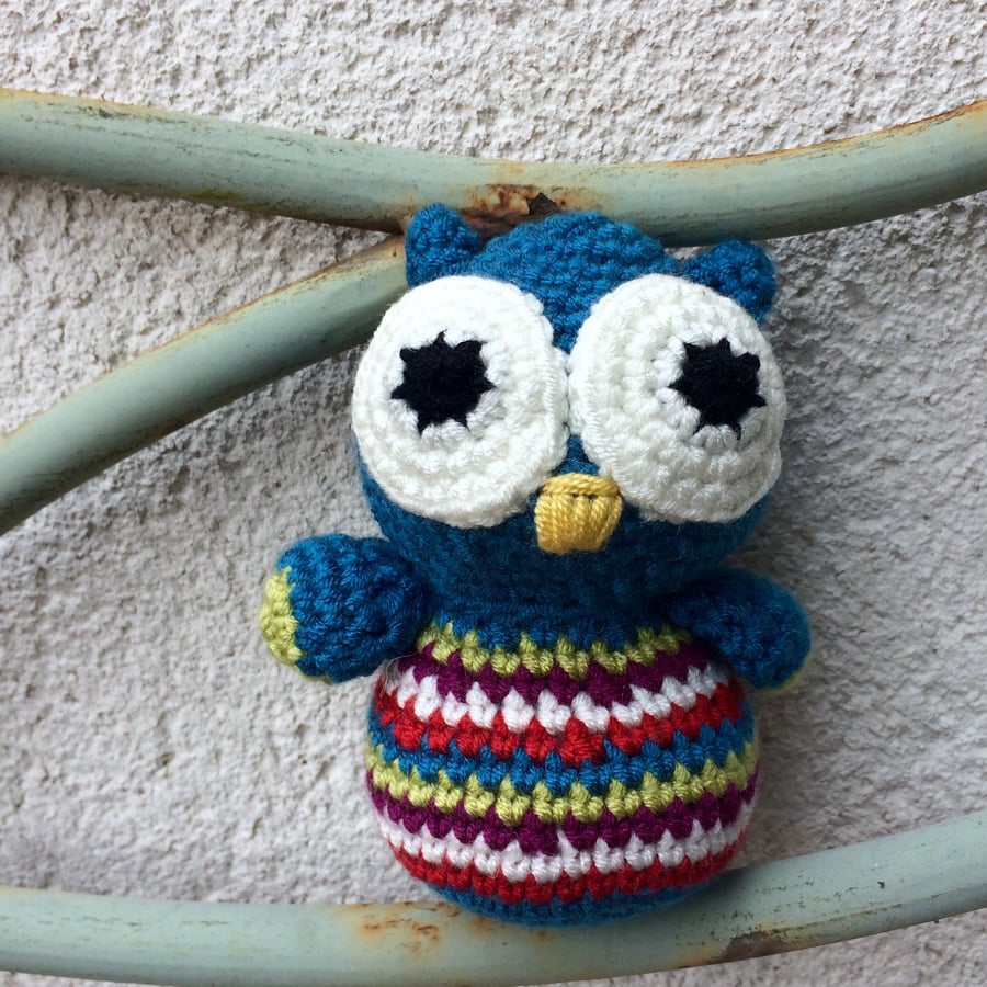 Stripey owl - teal blue