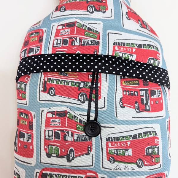 Hot Water Bottle Cover made in Cath Kidston London Buses fabric (with bottle)