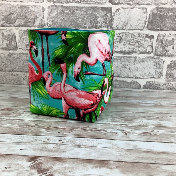 Flamingos Fabric Basket, Birds storage bin