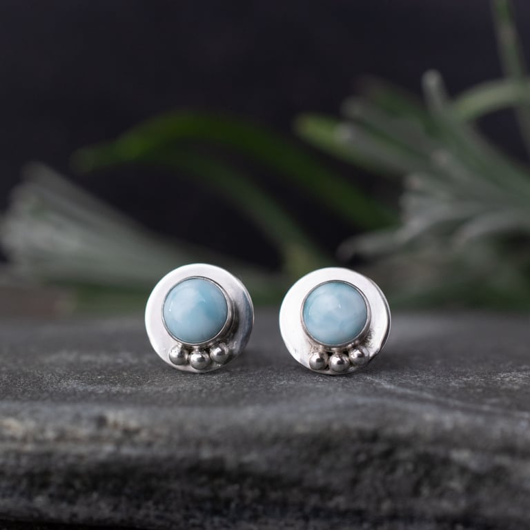 Silver earrings with Blue Larimar stone, Handmade Gift Jewellery