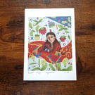 A5 Colourful Art Print Inspired By Book of Hours, Middle Ages, Medieval Art