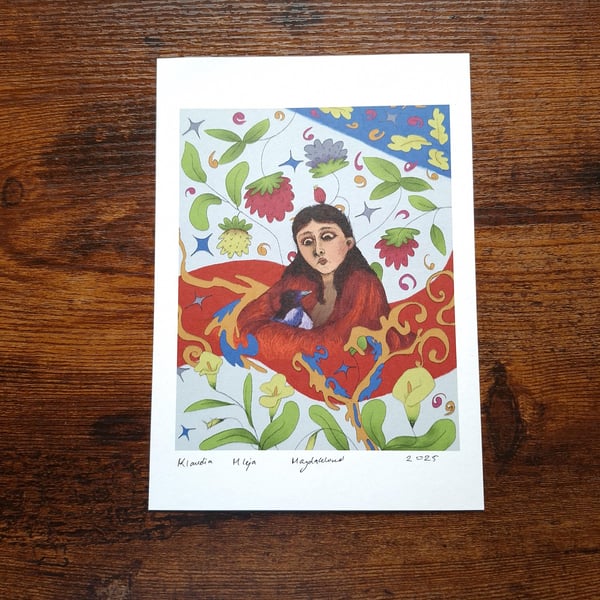 A5 Colourful Art Print Inspired By Book of Hours, Middle Ages, Medieval Art