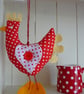  Hanging Chicken with Hearts 'Red with White spots' Shabby Chic  - Image 2