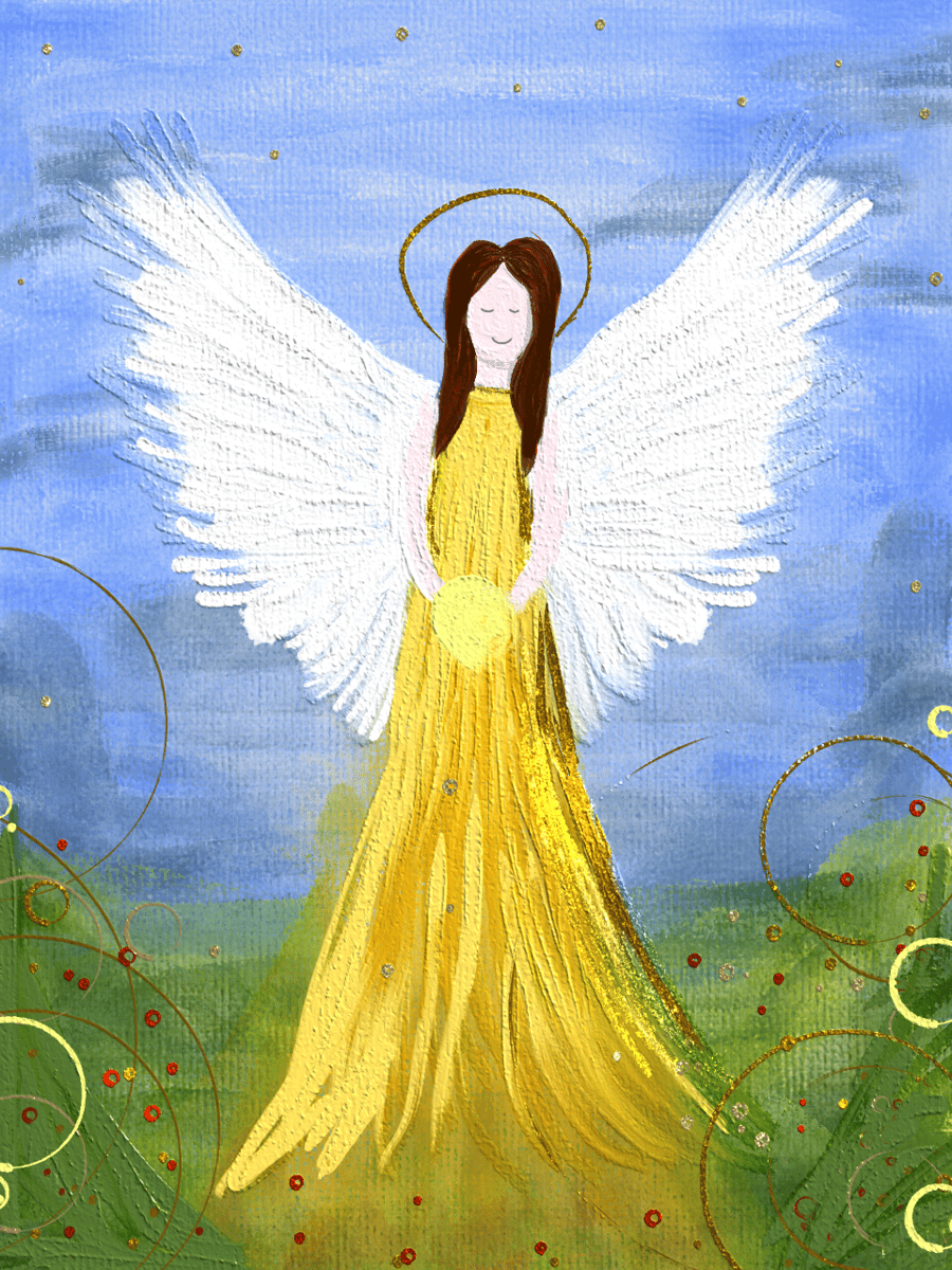 Hope - the Angel of Spring, blank greetings card, with envelope