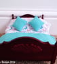 1:12 Scale Aqua & Butterfly & Birds Dolls House Bedding Set - Image 2