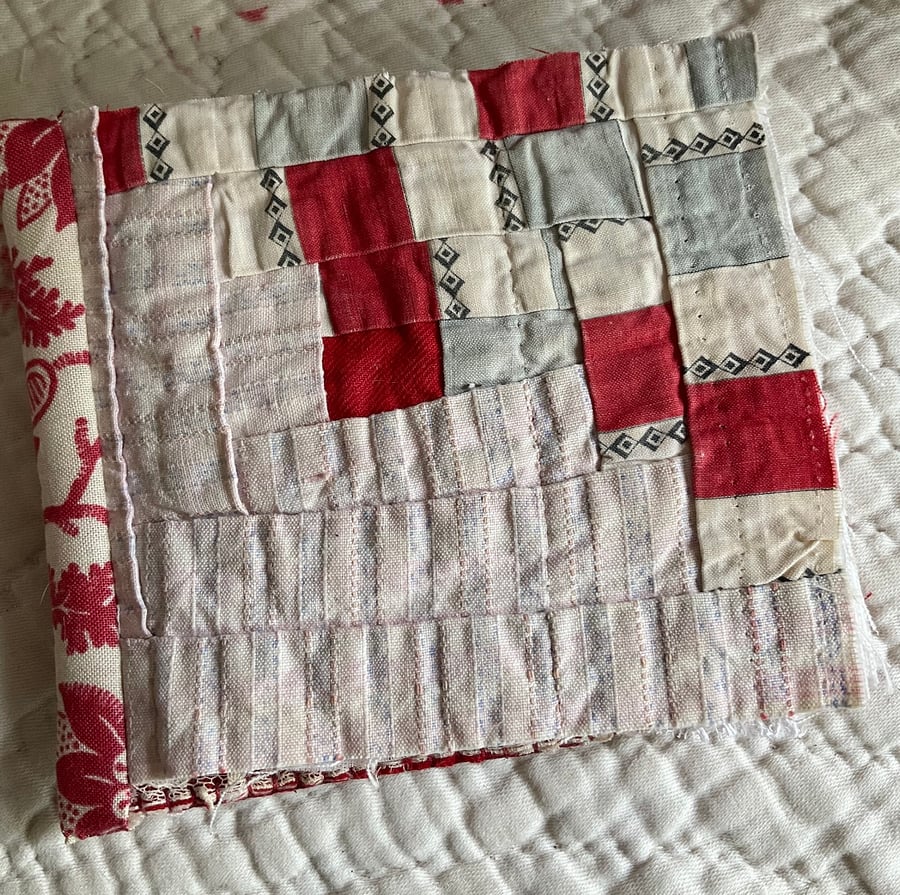 Antique log cabin fabric journal