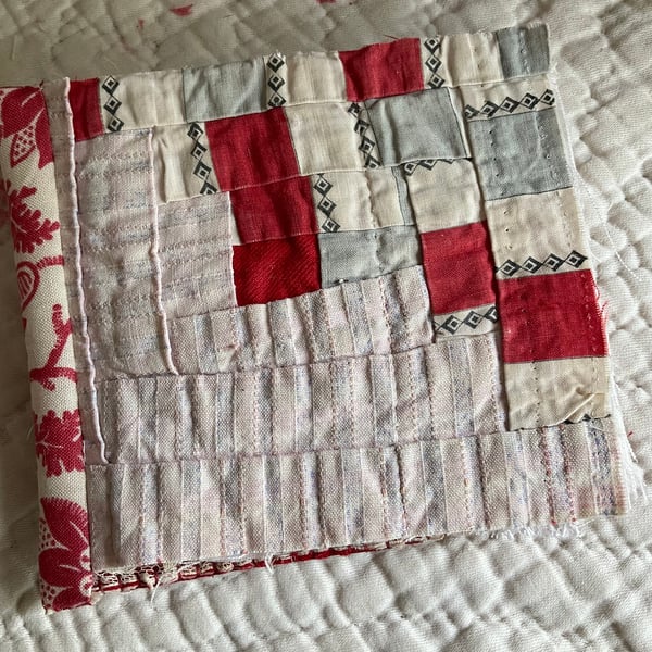 Antique log cabin fabric journal