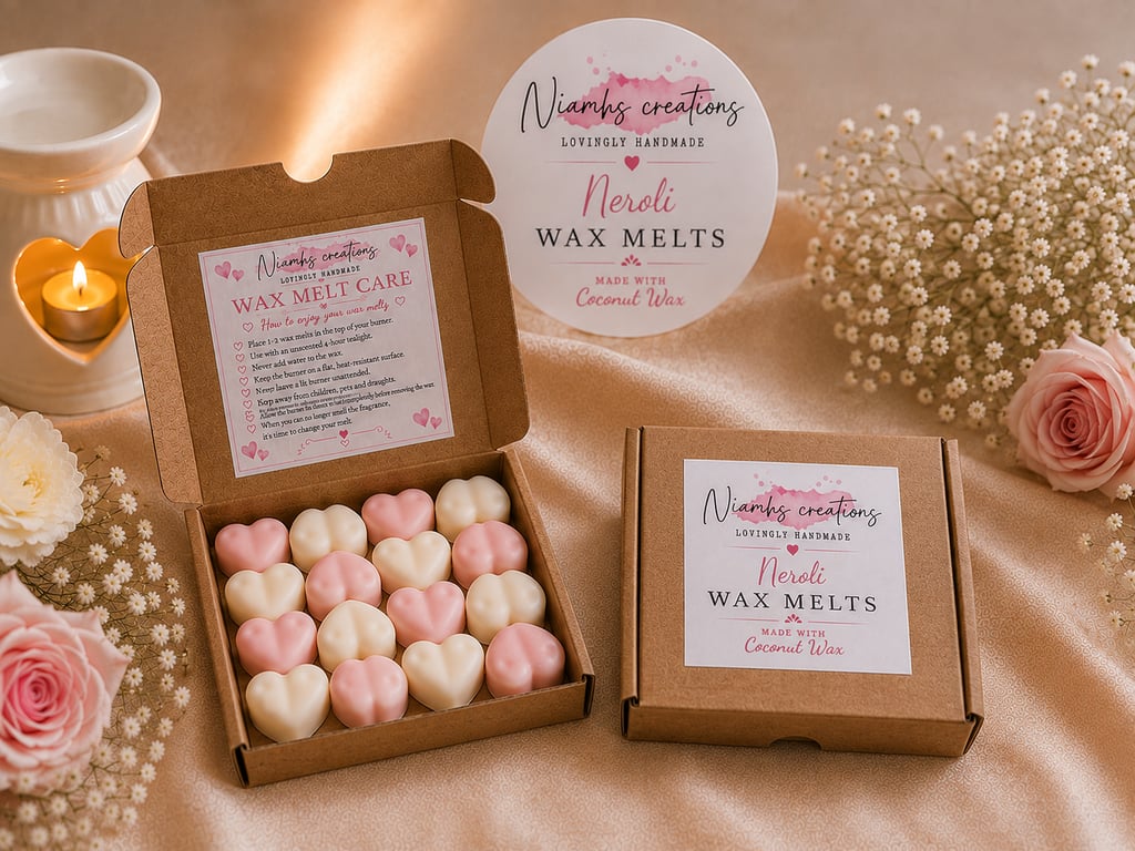 Neroli Highly Scented Heart Wax Melts, Floral Scent, Orange Blossom, Uk Made