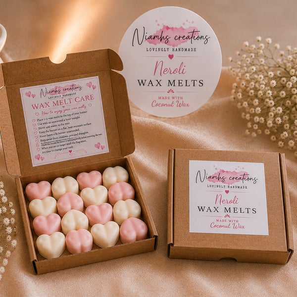 Neroli Highly Scented Heart Wax Melts, Floral Scent, Orange Blossom, Uk Made