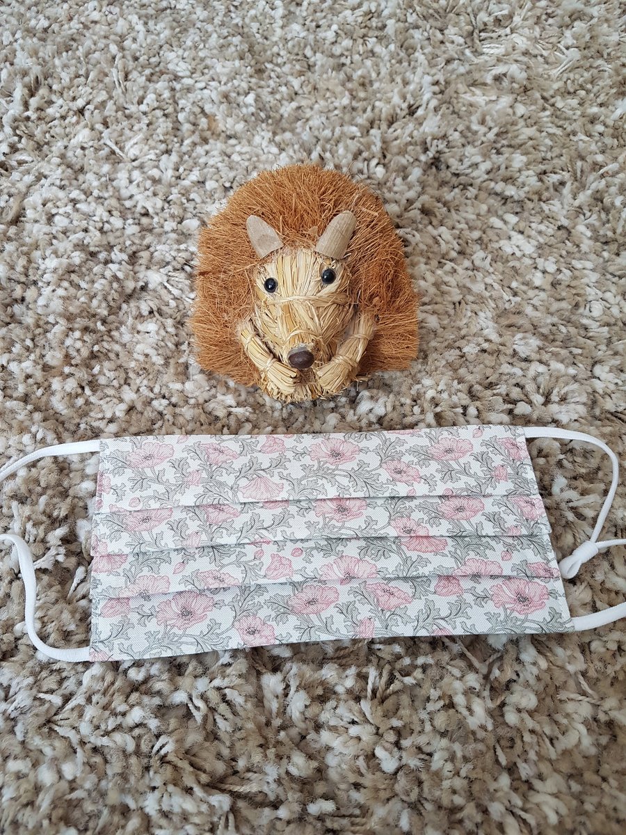 Small Adult or Teenager face covering - Peach Poppy print