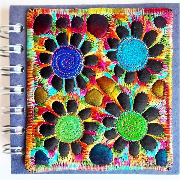 Sketchbook Spiral Bound Square 4 x 4 inches Free Machine Embroidery Cover