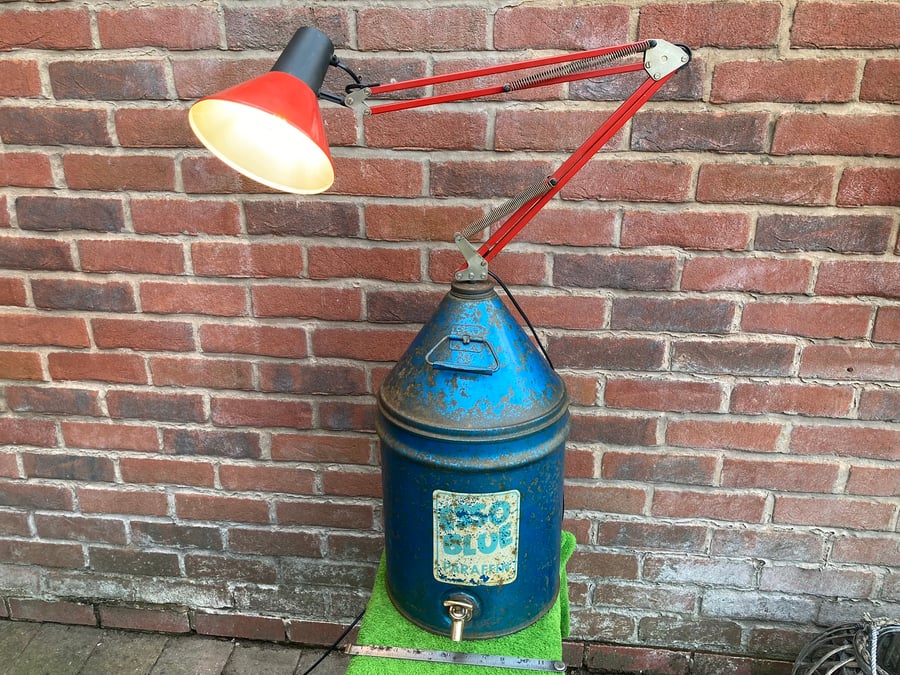 Unique Floor Lamp, Upcycled Paraffin Can with Adjustable Arm