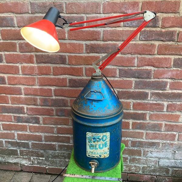 Unique Floor Lamp, Upcycled Paraffin Can with Adjustable Arm