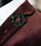 Flower Lapel Pin, Tartan, Green Flower, Wedding Flower - Image 2